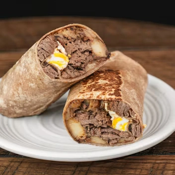 STEAK, EGG, CHEESE & POTATO BURRITO